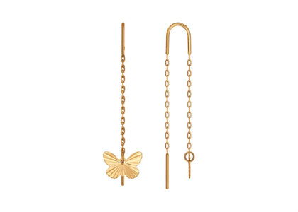 Gold Plated Animal Butterfly Threader Earrings